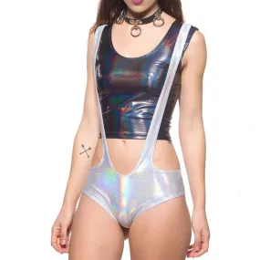 Sexy Holographic Shorts With Strips