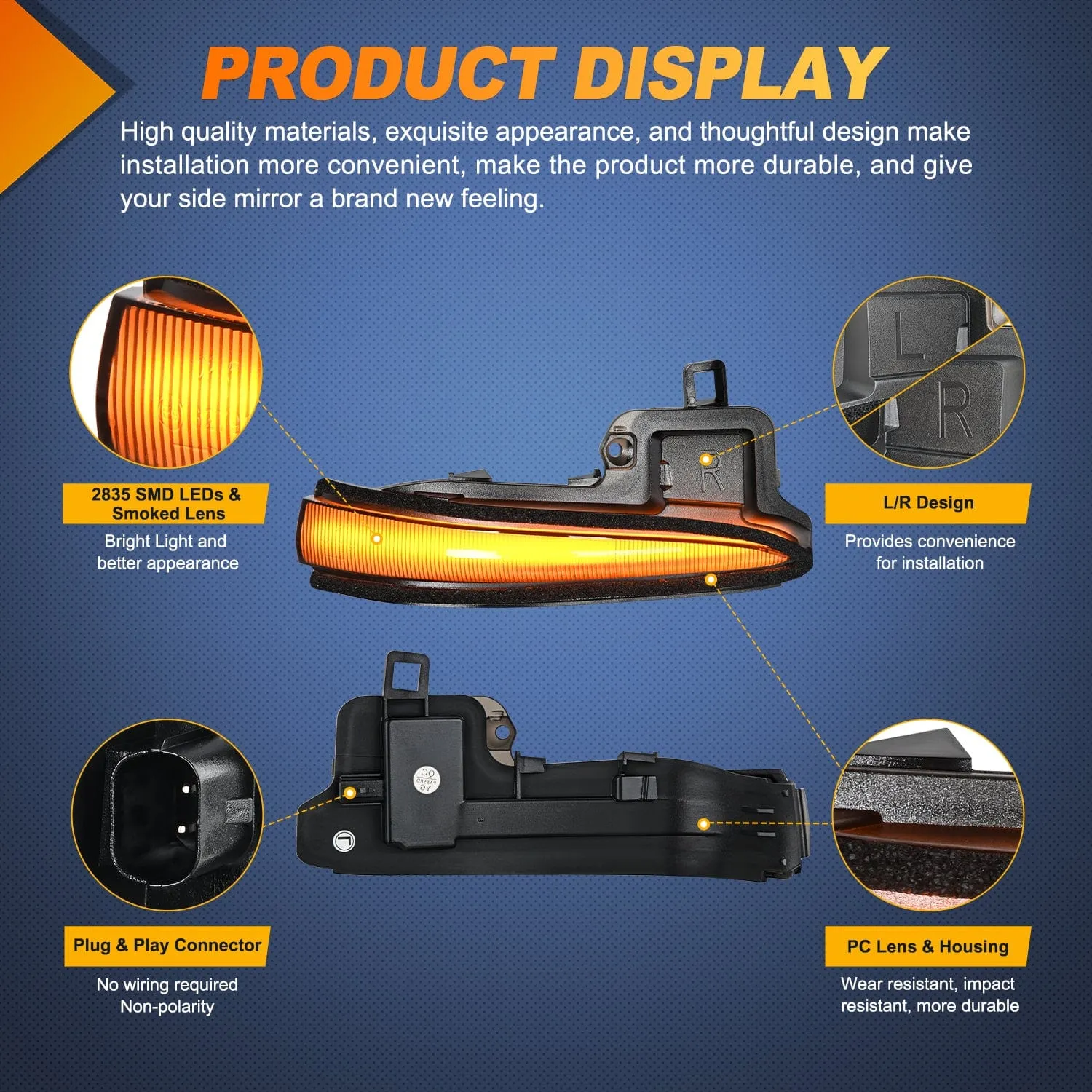 Side Mirror Marker Light for 2016-2023 Toyota Tacoma 2019-2023 RAV4 XA50 2020-2023Highlander XU70