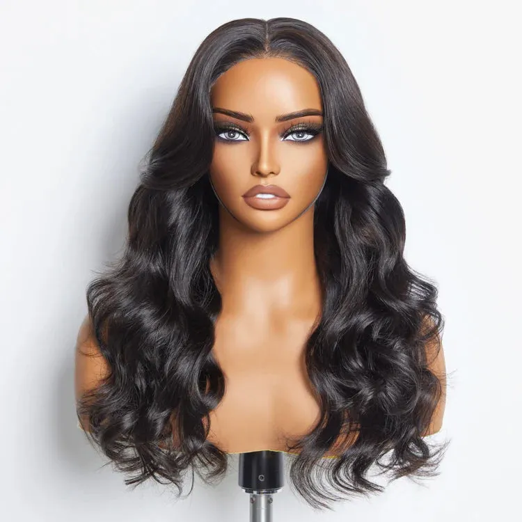 SMALL HEAD FRIENDLY 24 Inches 5"x5" Body Wavy Wear & Go Glueless #1B Lace Closure Wig-100% Human Hair