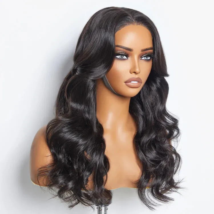 SMALL HEAD FRIENDLY 24 Inches 5"x5" Body Wavy Wear & Go Glueless #1B Lace Closure Wig-100% Human Hair