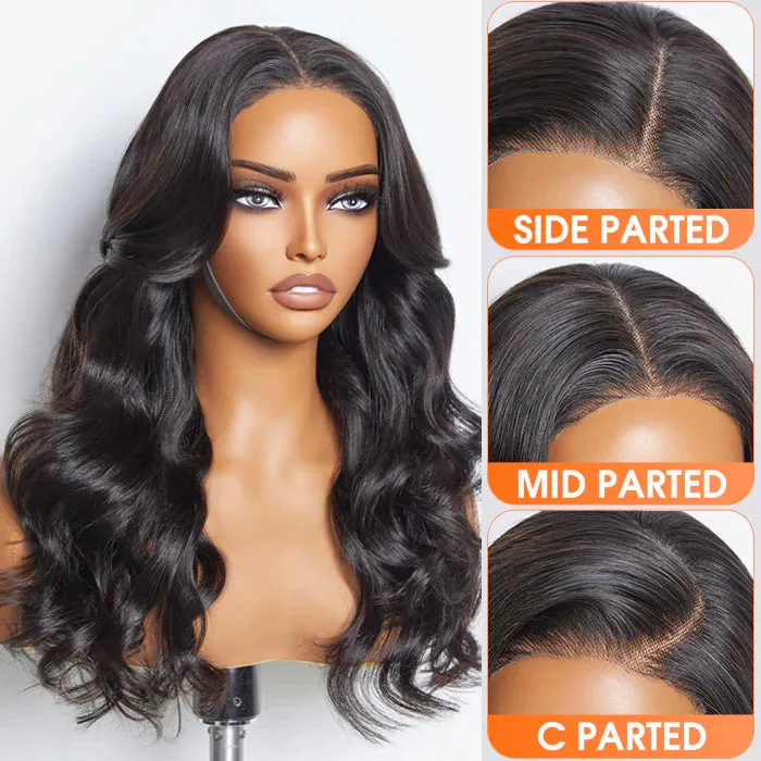 SMALL HEAD FRIENDLY 24 Inches 5"x5" Body Wavy Wear & Go Glueless #1B Lace Closure Wig-100% Human Hair