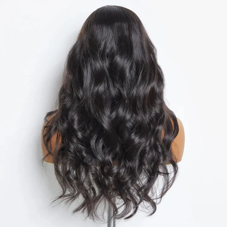 SMALL HEAD FRIENDLY 24 Inches 5"x5" Body Wavy Wear & Go Glueless #1B Lace Closure Wig-100% Human Hair