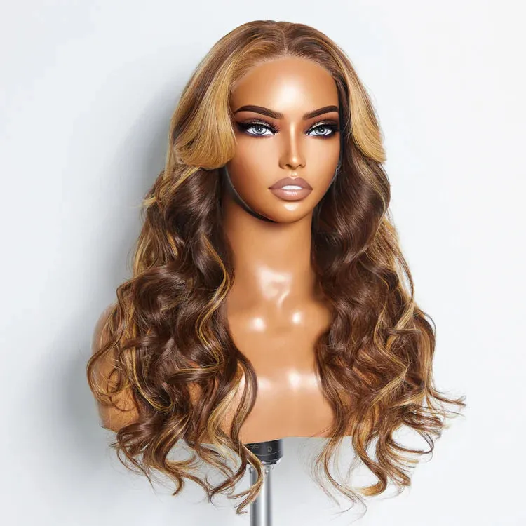 SMALL HEAD FRIENDLY LACE WIG - 24 Inches 5"x5" Body Wavy Wear & Go Glueless #4/27 Lace Closure Wig-100% Human Hair