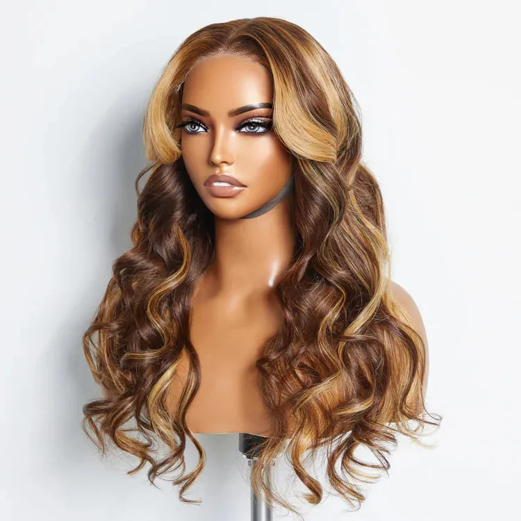 SMALL HEAD FRIENDLY LACE WIG - 24 Inches 5"x5" Body Wavy Wear & Go Glueless #4/27 Lace Closure Wig-100% Human Hair
