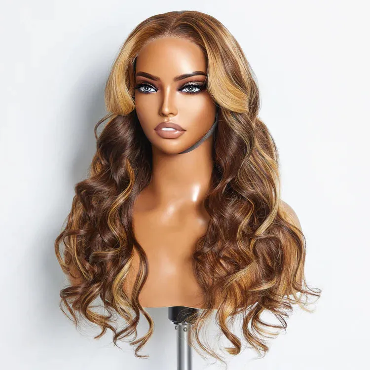 SMALL HEAD FRIENDLY LACE WIG - 24 Inches 5"x5" Body Wavy Wear & Go Glueless #4/27 Lace Closure Wig-100% Human Hair