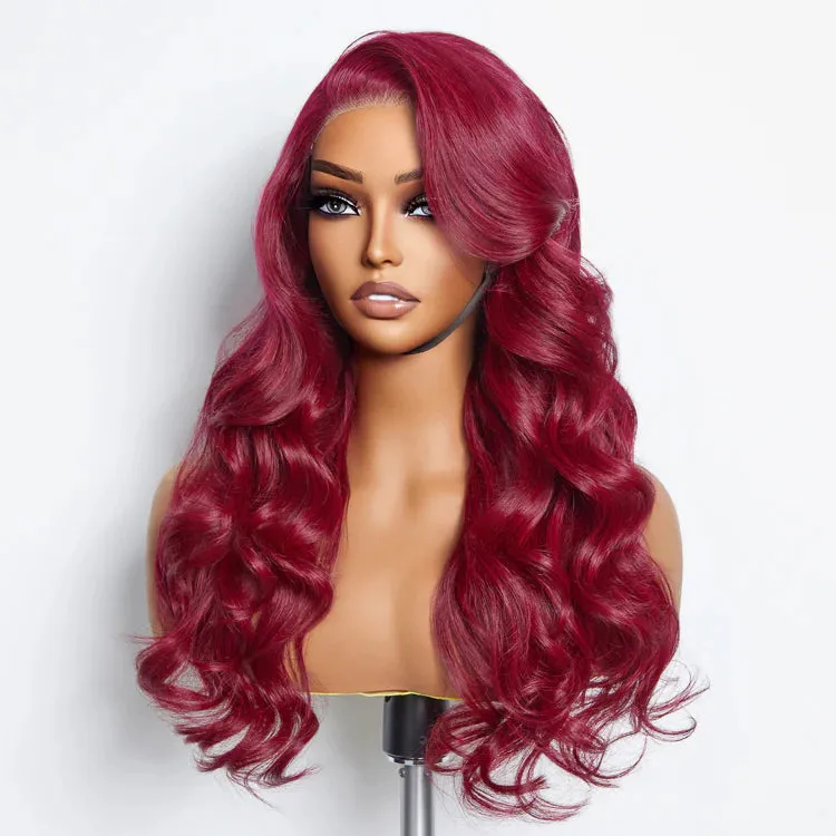 SMALL HEAD FRIENDLY LACE WIG - 24 Inches 5"x5" Body Wavy Wear & Go Glueless #99j Lace Closure Wig-100% Human Hair
