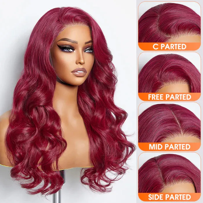 SMALL HEAD FRIENDLY LACE WIG - 24 Inches 5"x5" Body Wavy Wear & Go Glueless #99j Lace Closure Wig-100% Human Hair