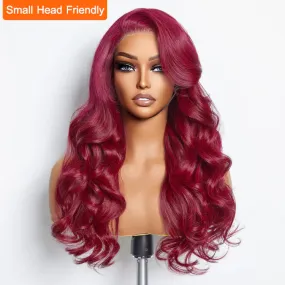 SMALL HEAD FRIENDLY LACE WIG - 24 Inches 5"x5" Body Wavy Wear & Go Glueless #99j Lace Closure Wig-100% Human Hair