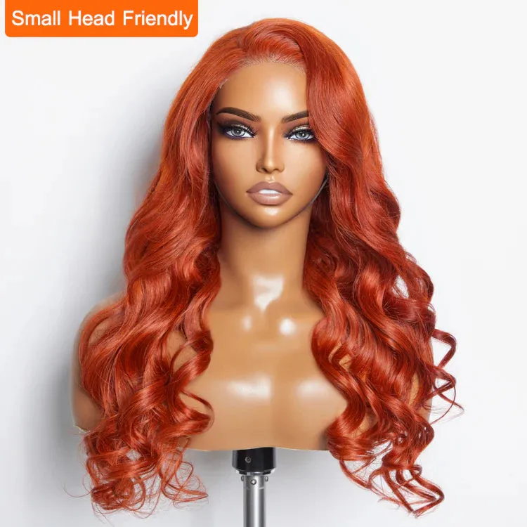 SMALL HEAD FRIENDLY LACE WIG - 24 Inches 5"x5" Body Wavy Wear & Go Glueless #Orange Lace Closure Wig-100% Human Hair