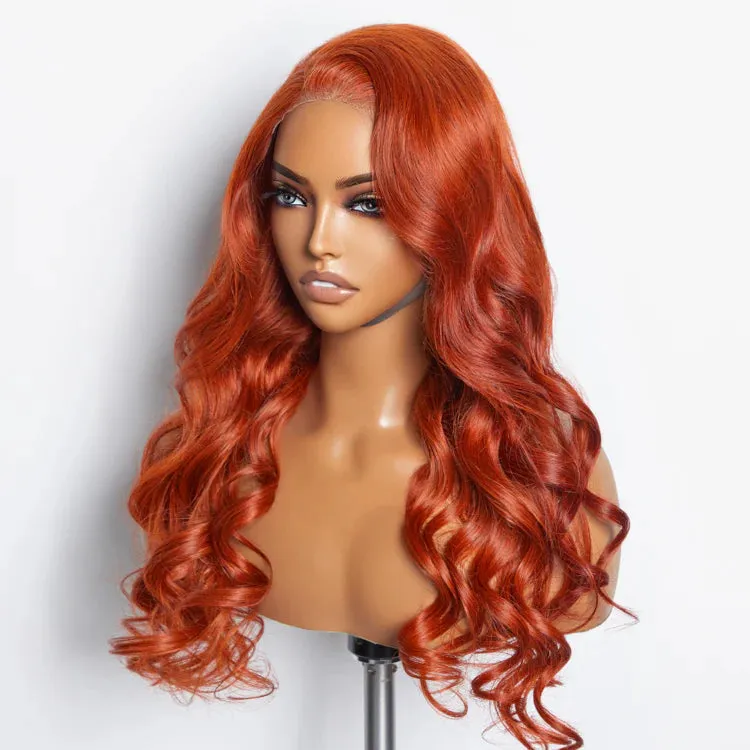 SMALL HEAD FRIENDLY LACE WIG - 24 Inches 5"x5" Body Wavy Wear & Go Glueless #Orange Lace Closure Wig-100% Human Hair
