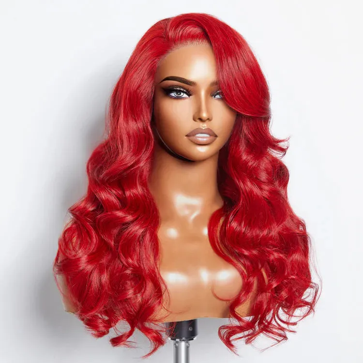 SMALL HEAD FRIENDLY LACE WIG - 24 Inches 5"x5" Body Wavy Wear & Go Glueless #Red Lace Closure Wig-100% Human Hair