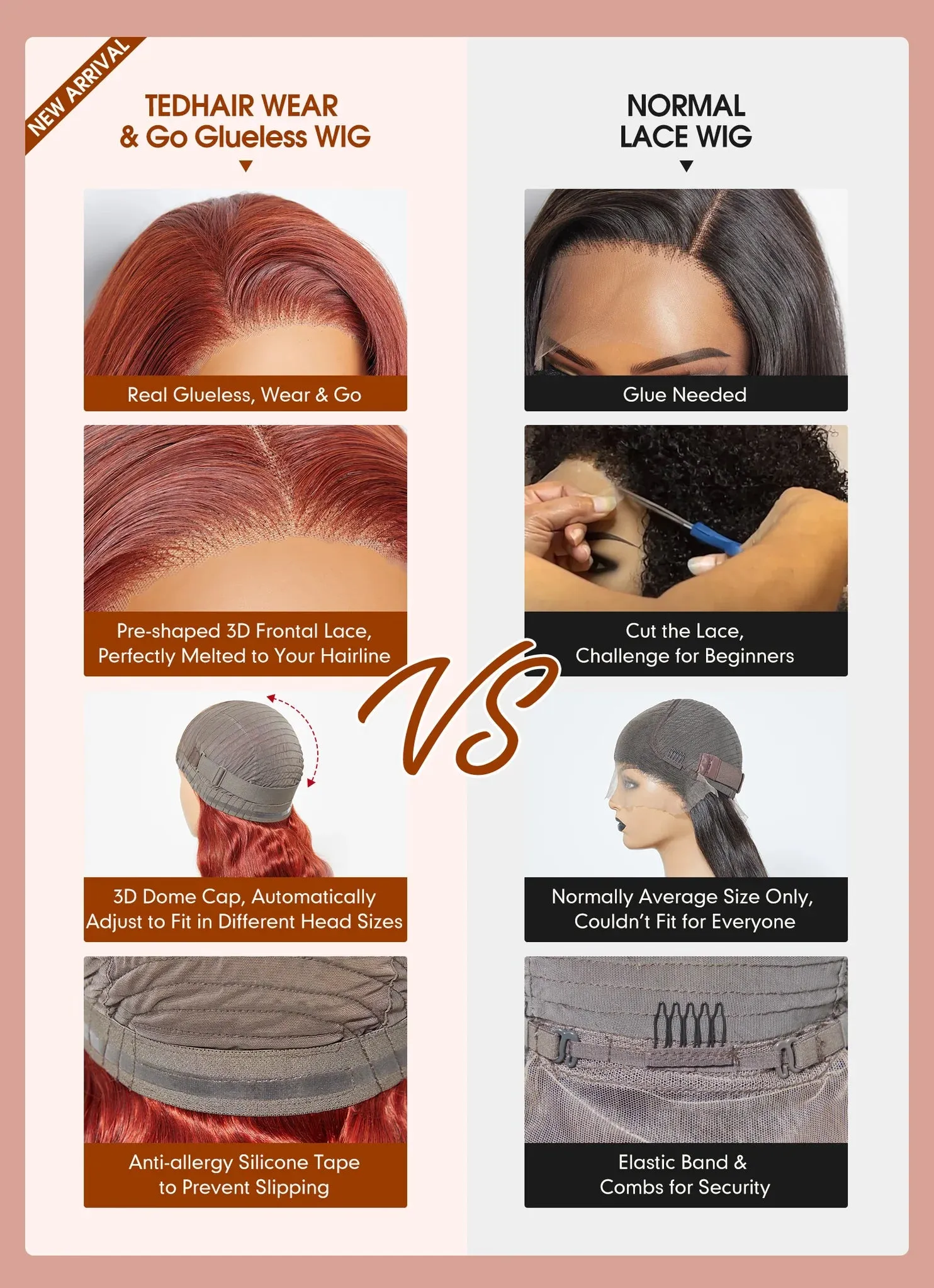 SMALL HEAD FRIENDLY LACE WIG - 24 Inches 5"x5" Body Wavy Wear & Go Glueless #Red Lace Closure Wig-100% Human Hair