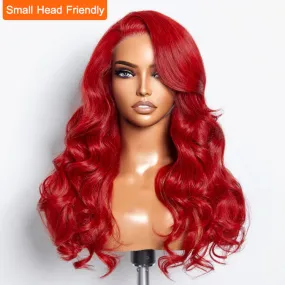 SMALL HEAD FRIENDLY LACE WIG - 24 Inches 5"x5" Body Wavy Wear & Go Glueless #Red Lace Closure Wig-100% Human Hair