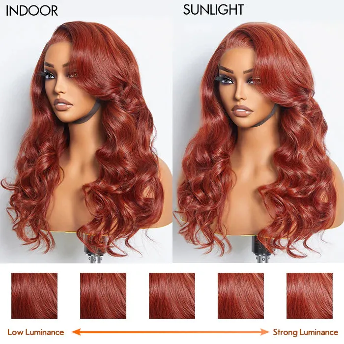 SMALL HEAD FRIENDLY LACE WIG - 24 Inches 5"x5" Body Wavy Wear & Go Glueless #Redbrown Lace Closure Wig-100% Human Hair