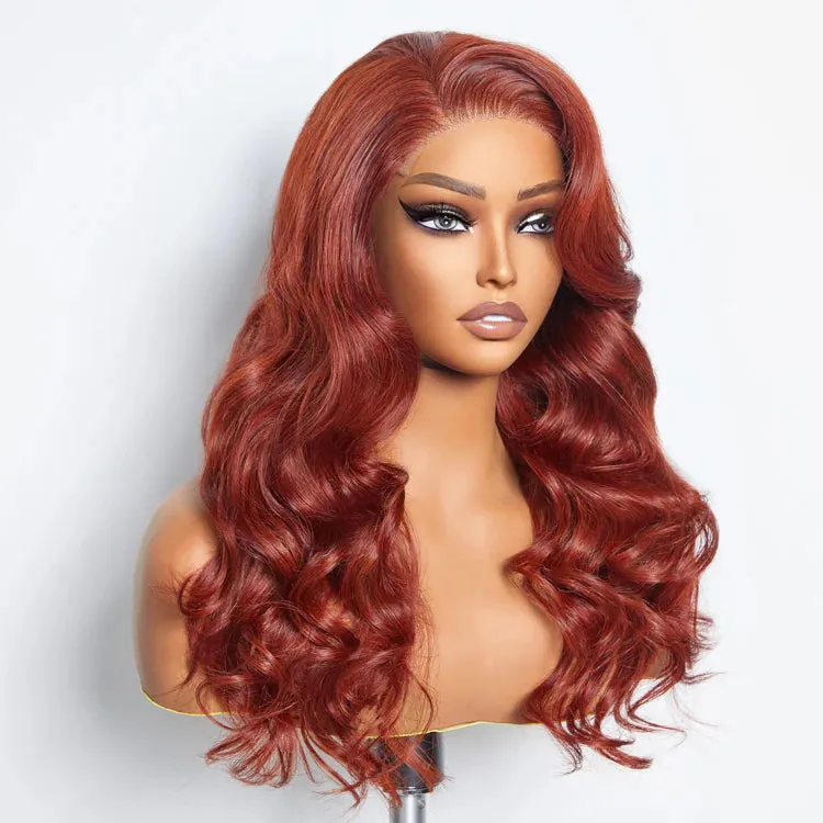 SMALL HEAD FRIENDLY LACE WIG - 24 Inches 5"x5" Body Wavy Wear & Go Glueless #Redbrown Lace Closure Wig-100% Human Hair