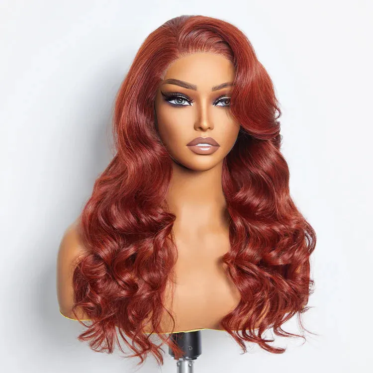 SMALL HEAD FRIENDLY LACE WIG - 24 Inches 5"x5" Body Wavy Wear & Go Glueless #Redbrown Lace Closure Wig-100% Human Hair