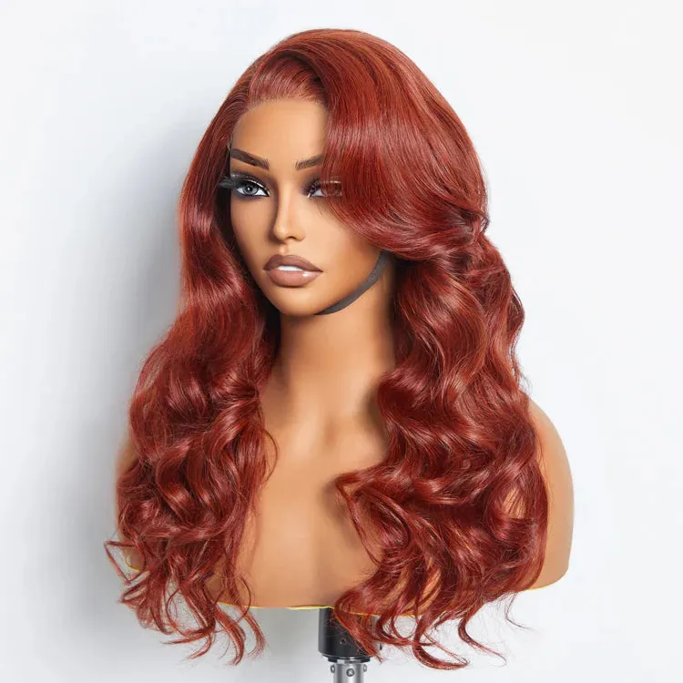 SMALL HEAD FRIENDLY LACE WIG - 24 Inches 5"x5" Body Wavy Wear & Go Glueless #Redbrown Lace Closure Wig-100% Human Hair