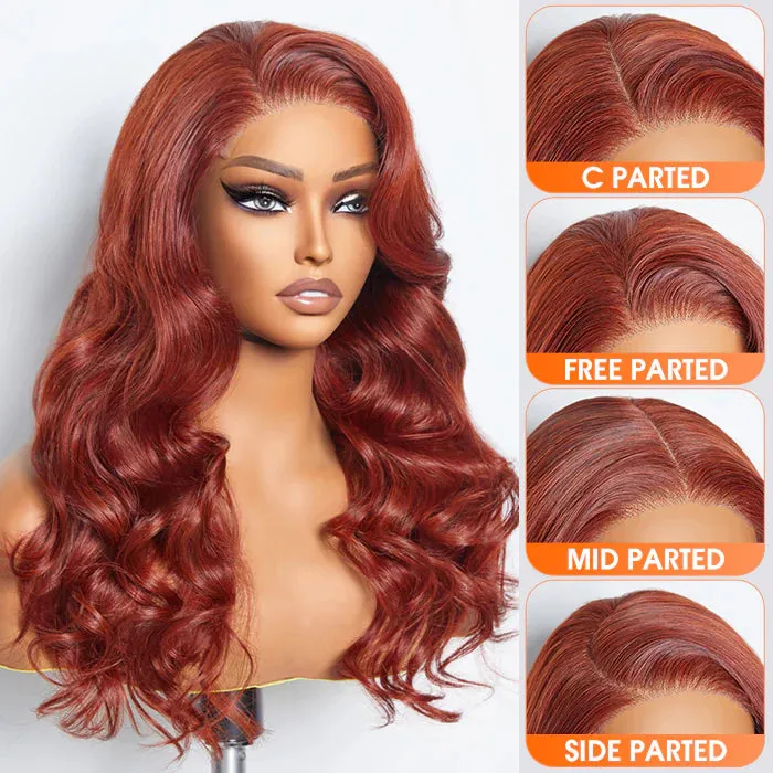 SMALL HEAD FRIENDLY LACE WIG - 24 Inches 5"x5" Body Wavy Wear & Go Glueless #Redbrown Lace Closure Wig-100% Human Hair