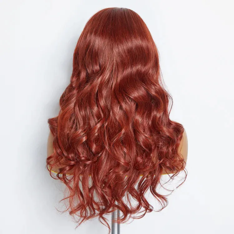 SMALL HEAD FRIENDLY LACE WIG - 24 Inches 5"x5" Body Wavy Wear & Go Glueless #Redbrown Lace Closure Wig-100% Human Hair
