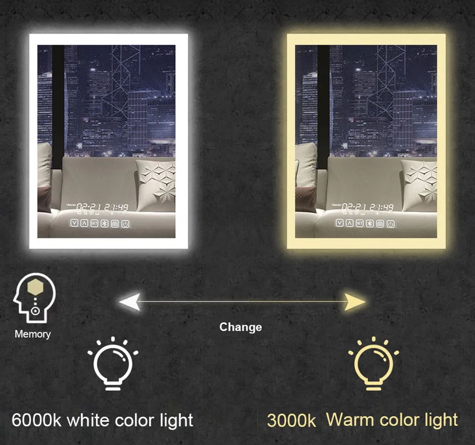 Smart LED Illuminated Backlit Lighted Anti-Fog Bathroom Mirror with Touch, Bluetooth Music and Phone - SmartGMirror™ Technology