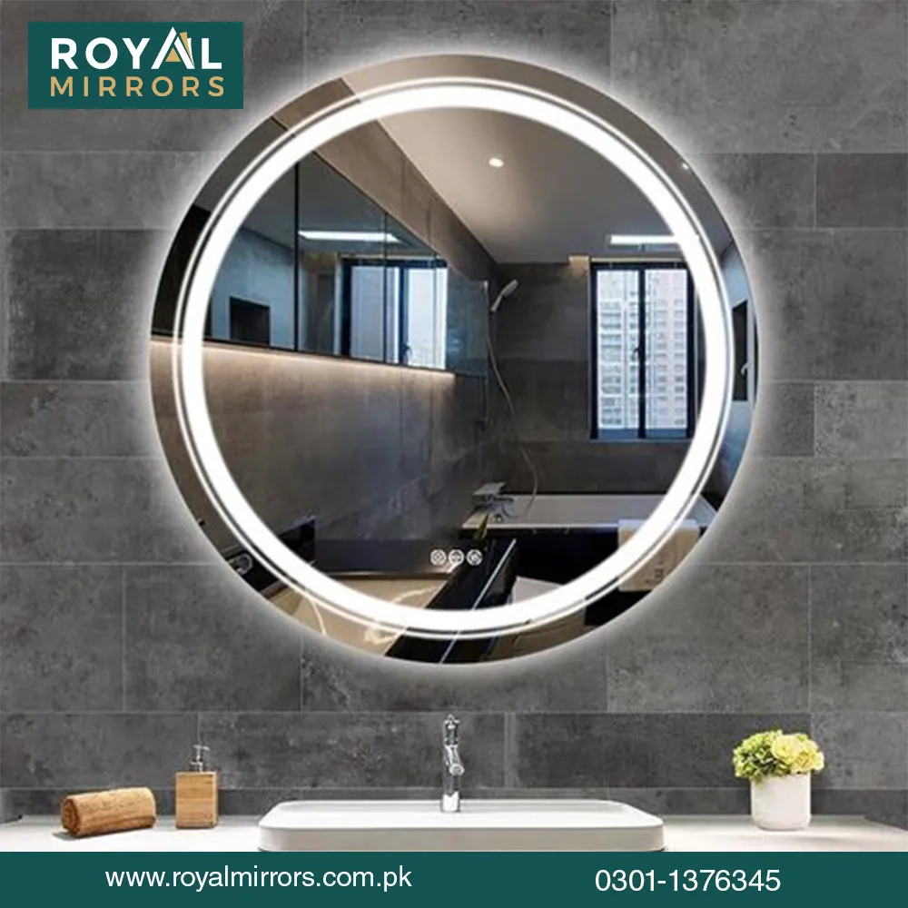 Smart Round Touch LED Mirror with Light Illuminated Wall Mounted Bathroom Mirror with Anti Fog & Dimmer Touch Switch Mirror, Waterproof Circle Lighted Vanity Mirror