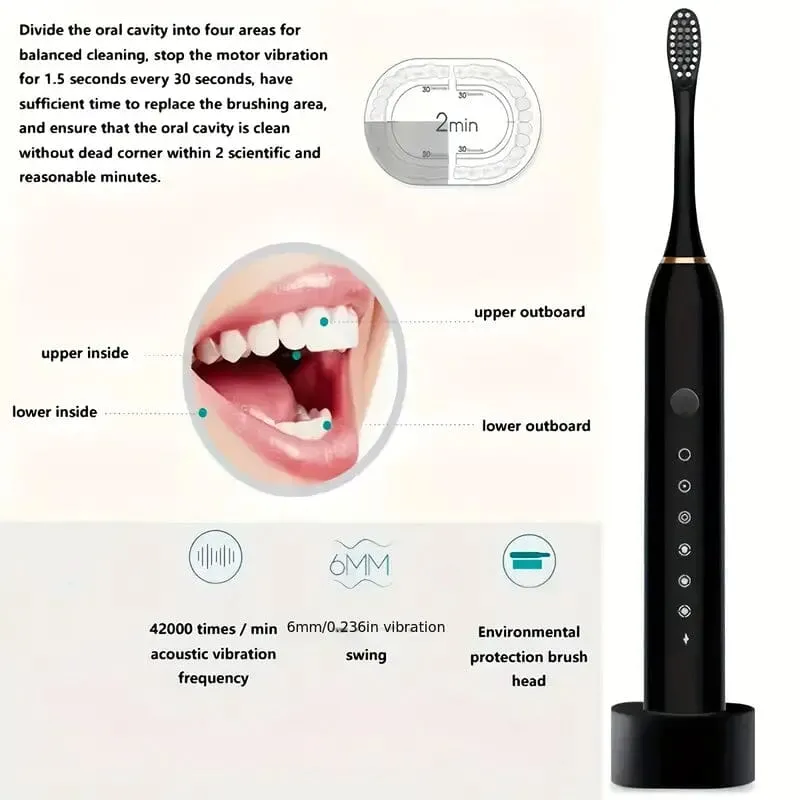 Sonic Electric Toothbrush with 6 Modes and Smart Timer