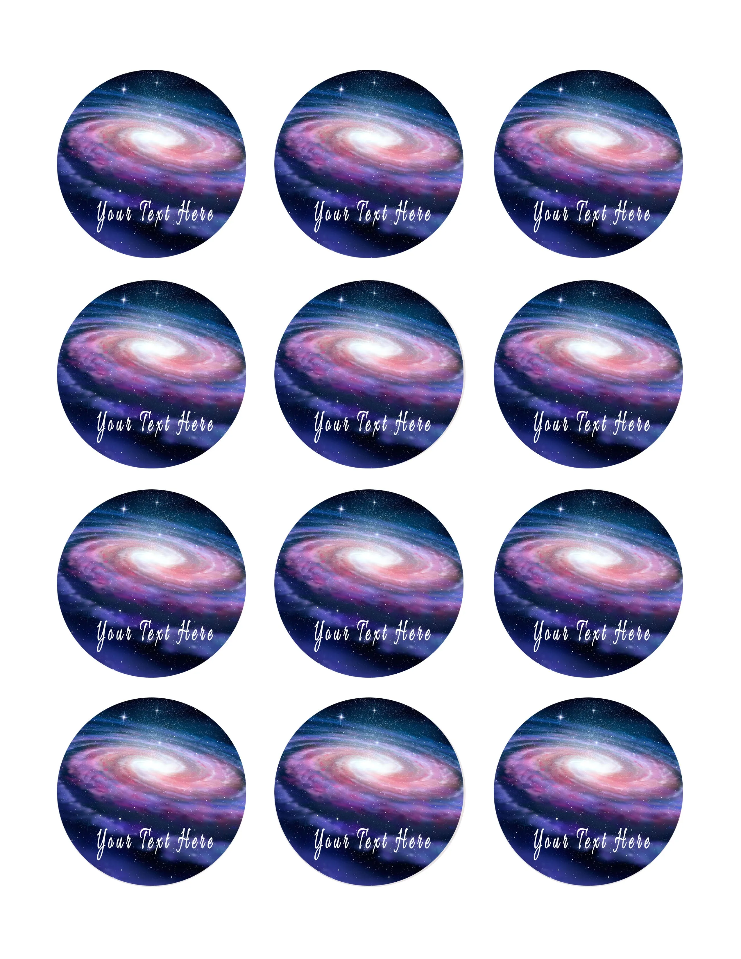 Space - Edible Cake Topper, Cupcake Toppers, Strips