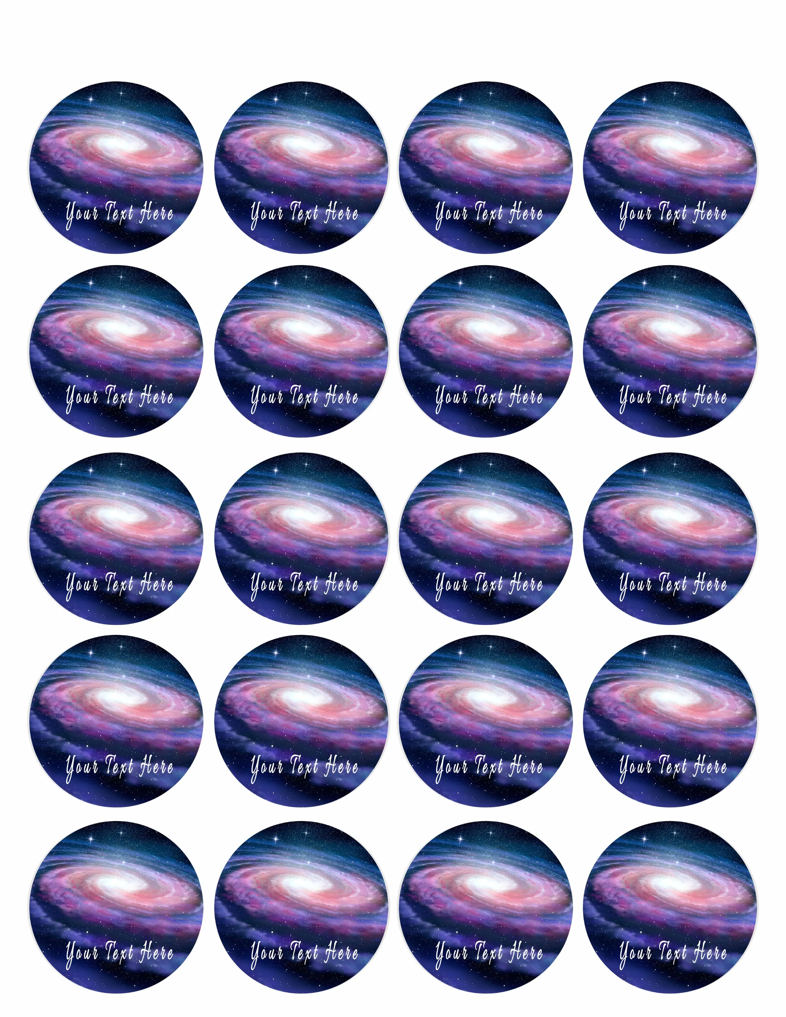 Space - Edible Cake Topper, Cupcake Toppers, Strips