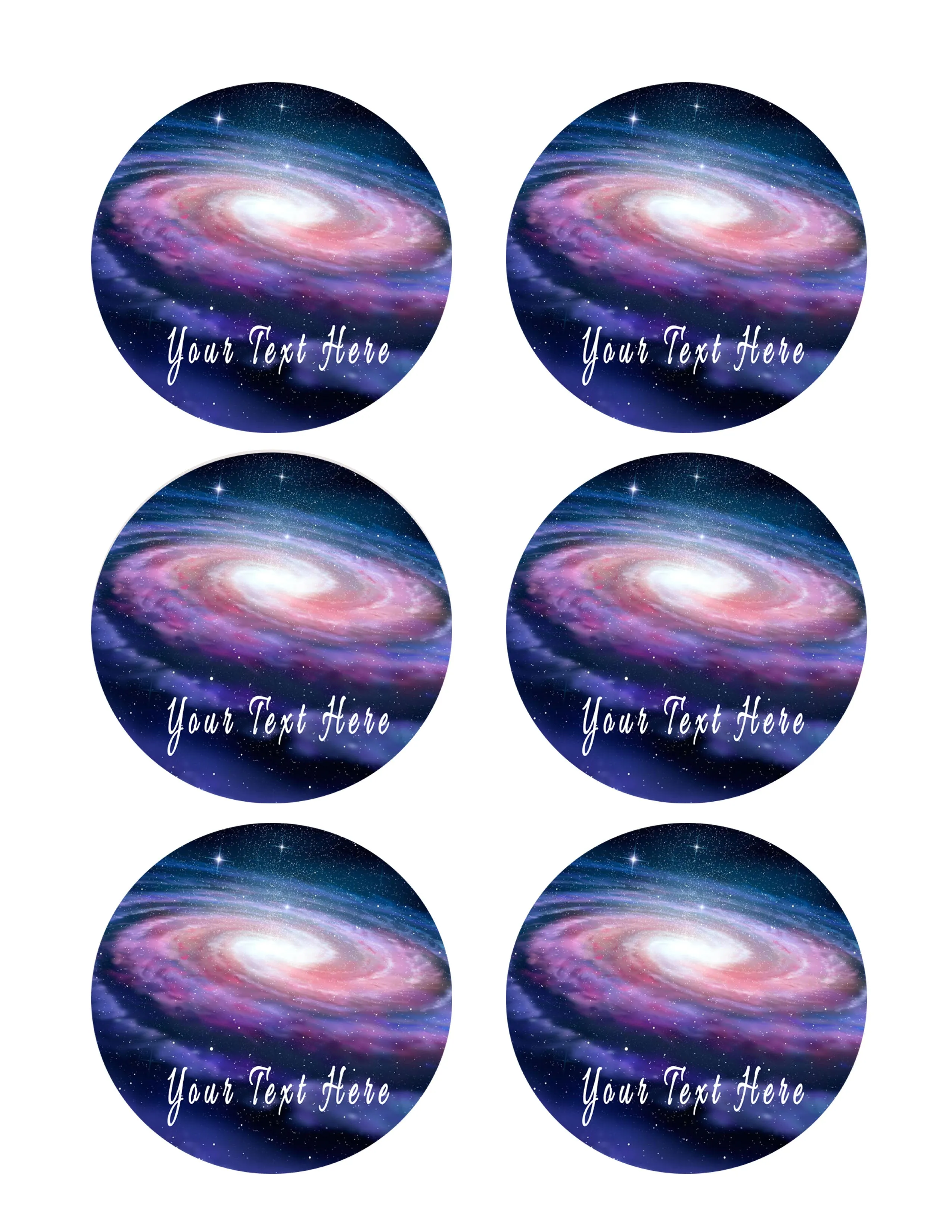 Space - Edible Cake Topper, Cupcake Toppers, Strips