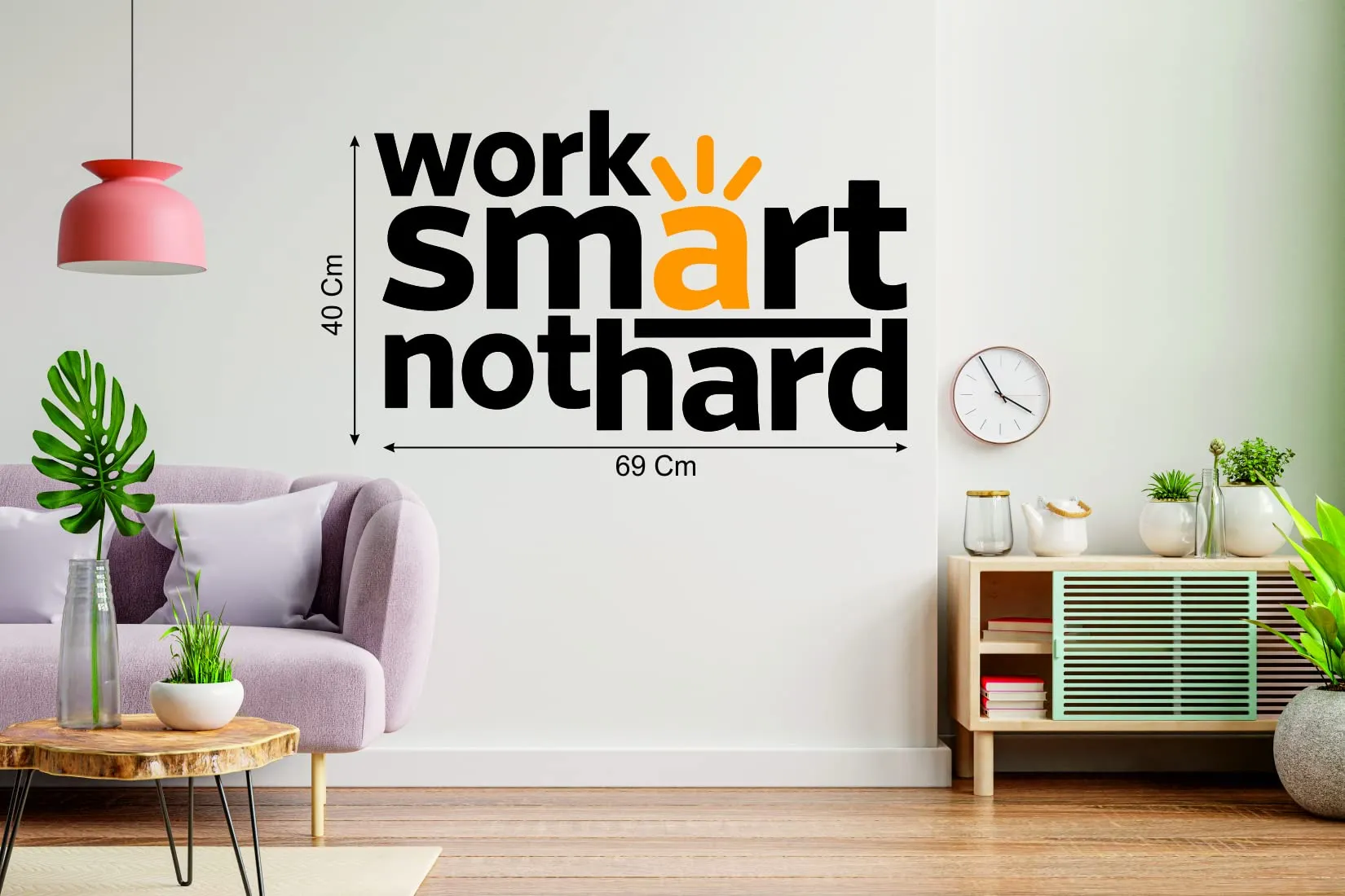 Techgifti Work Smart Not Hard Office Wall Sticker Multicolor (Size- 40 Cm X 69 Cm)