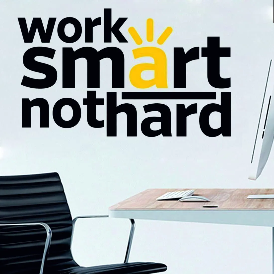 Techgifti Work Smart Not Hard Office Wall Sticker Multicolor (Size- 40 Cm X 69 Cm)