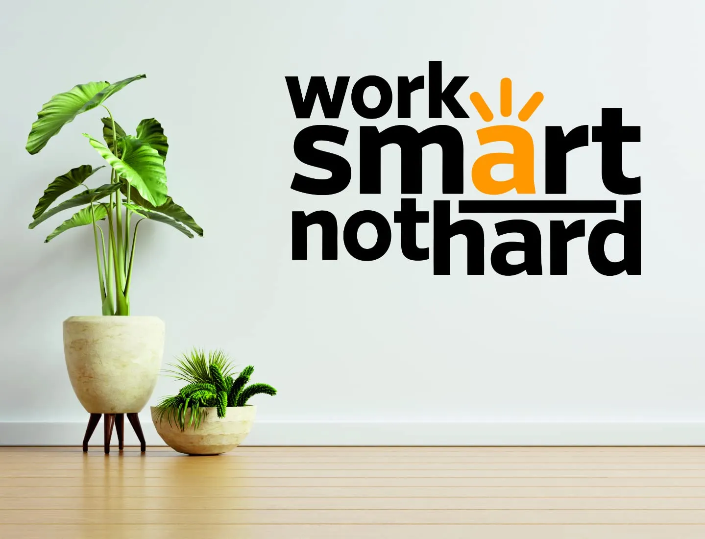 Techgifti Work Smart Not Hard Office Wall Sticker Multicolor (Size- 40 Cm X 69 Cm)