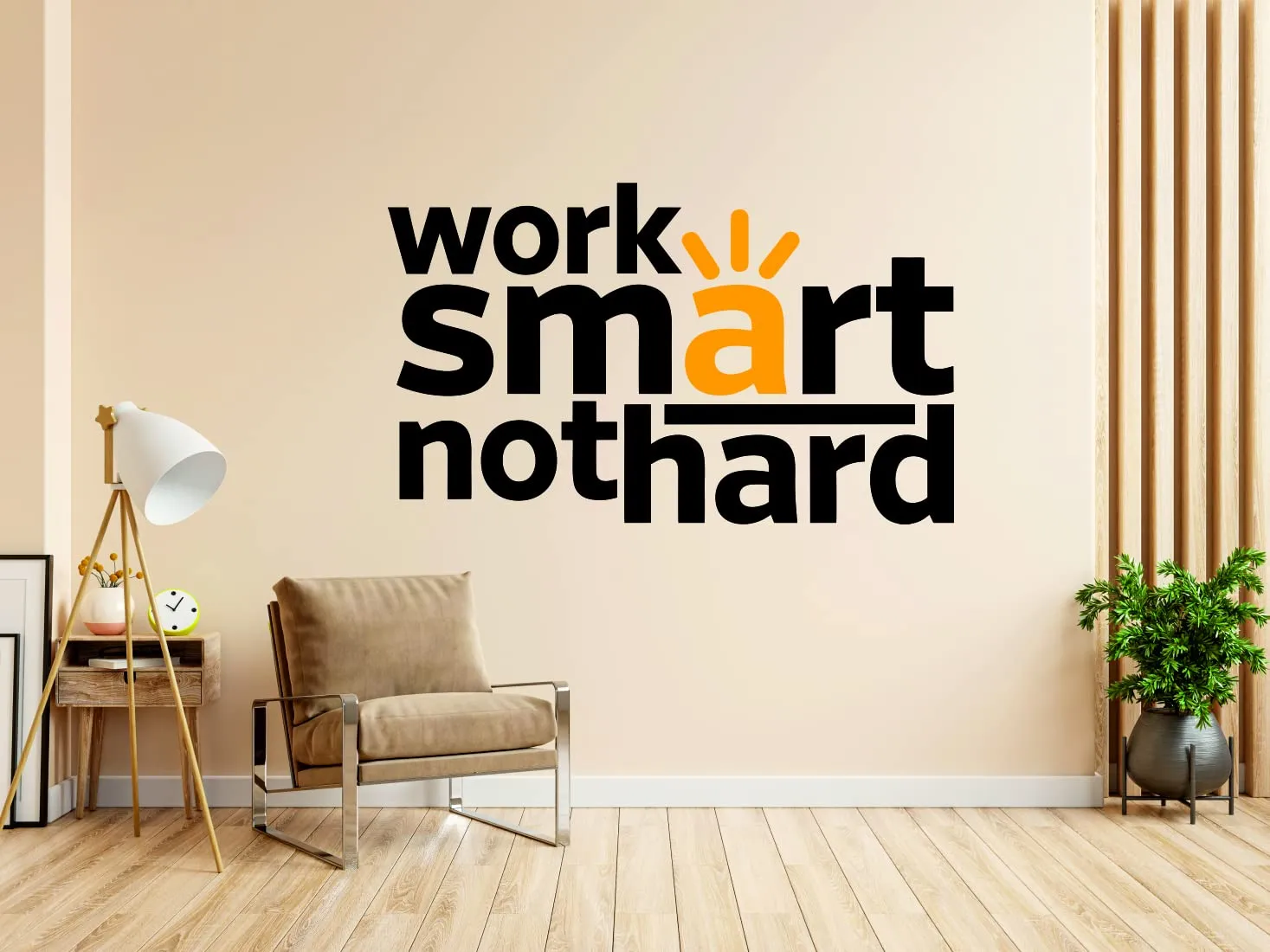 Techgifti Work Smart Not Hard Office Wall Sticker Multicolor (Size- 40 Cm X 69 Cm)