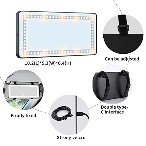 Tesla Car Vanity Mirror with Lights,Tesla Model 3/Y Accessories,Car Makeup Mirror with USB Rechargeable and Dimmable,Touch Screen Travel Makeup Mirror for Universal Car