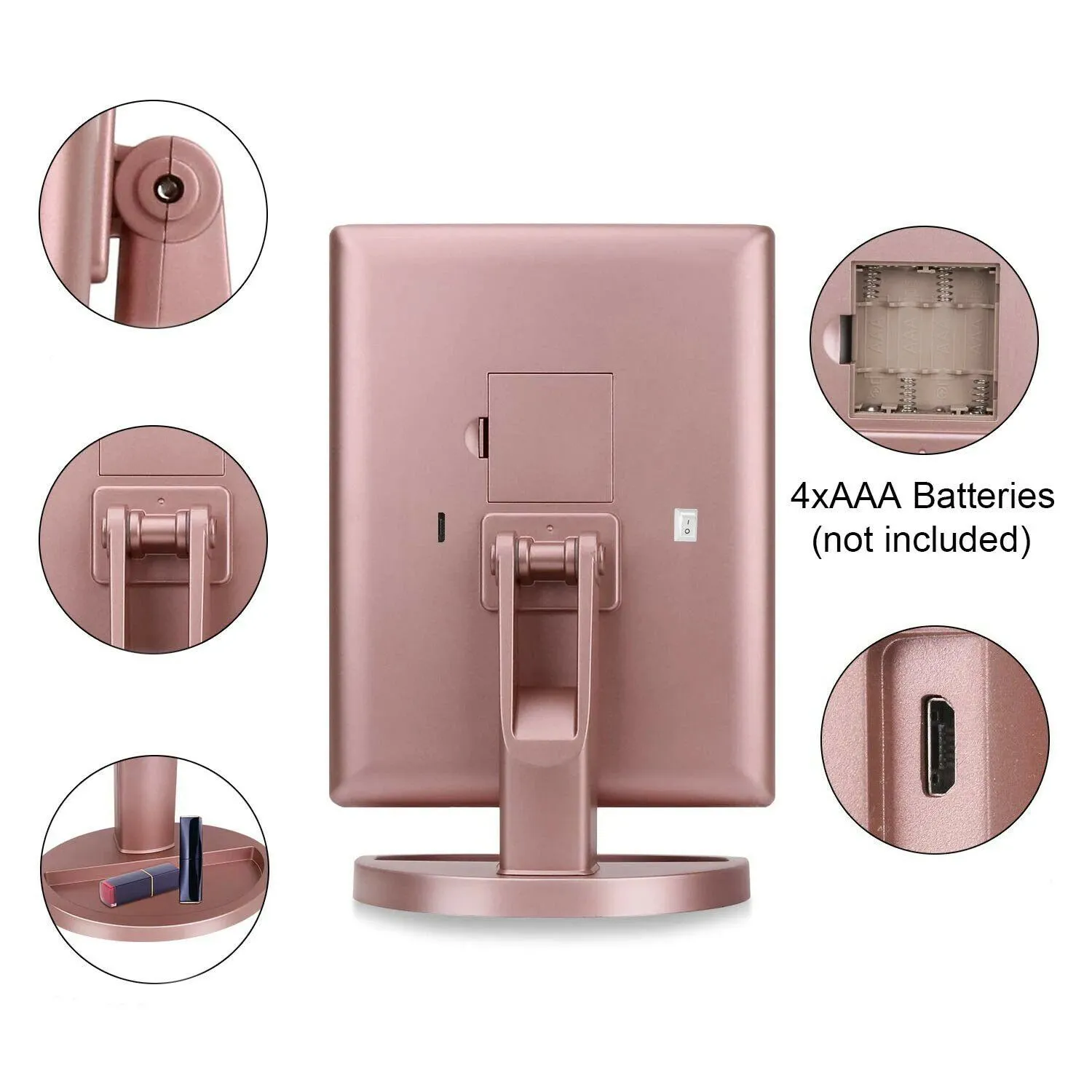Tri-fold Vanity Makeup LED USB Touch Screen 10X Magnifing Mirror