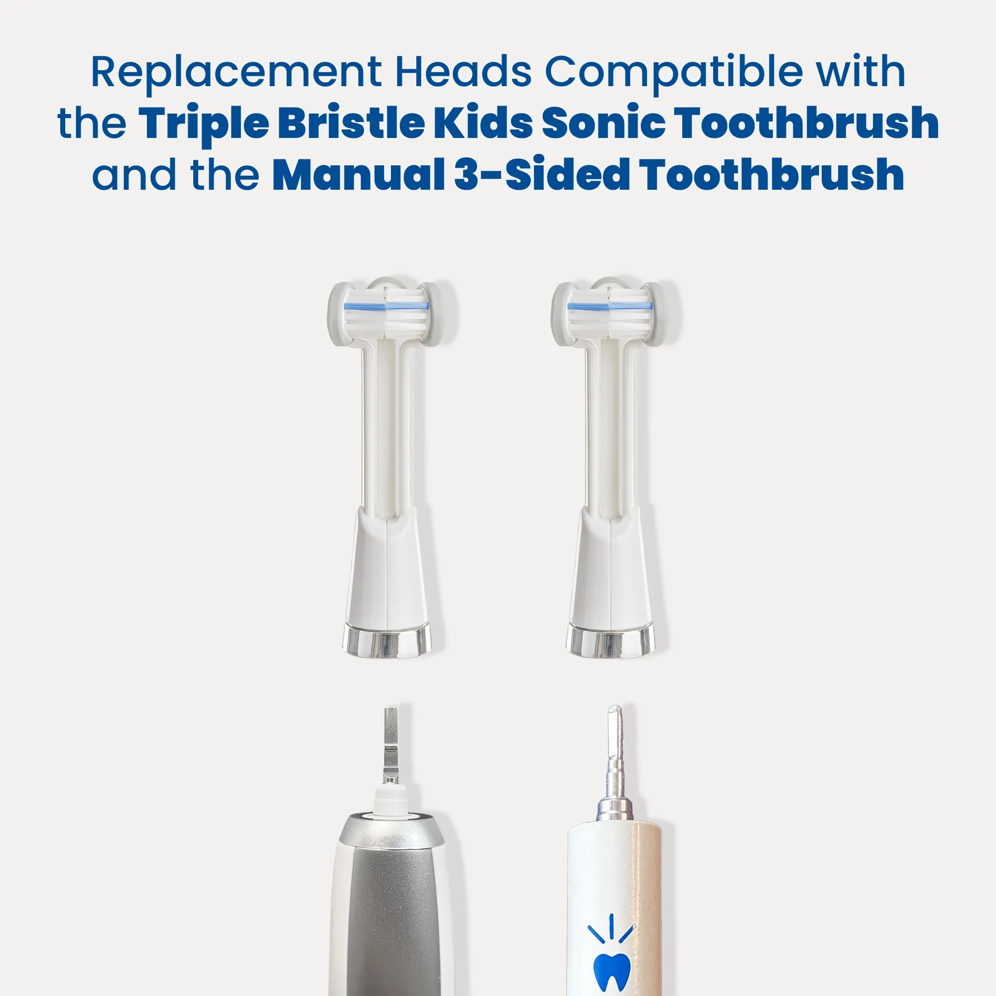 Triple Bristle Kids Toothbrush Replacement Heads