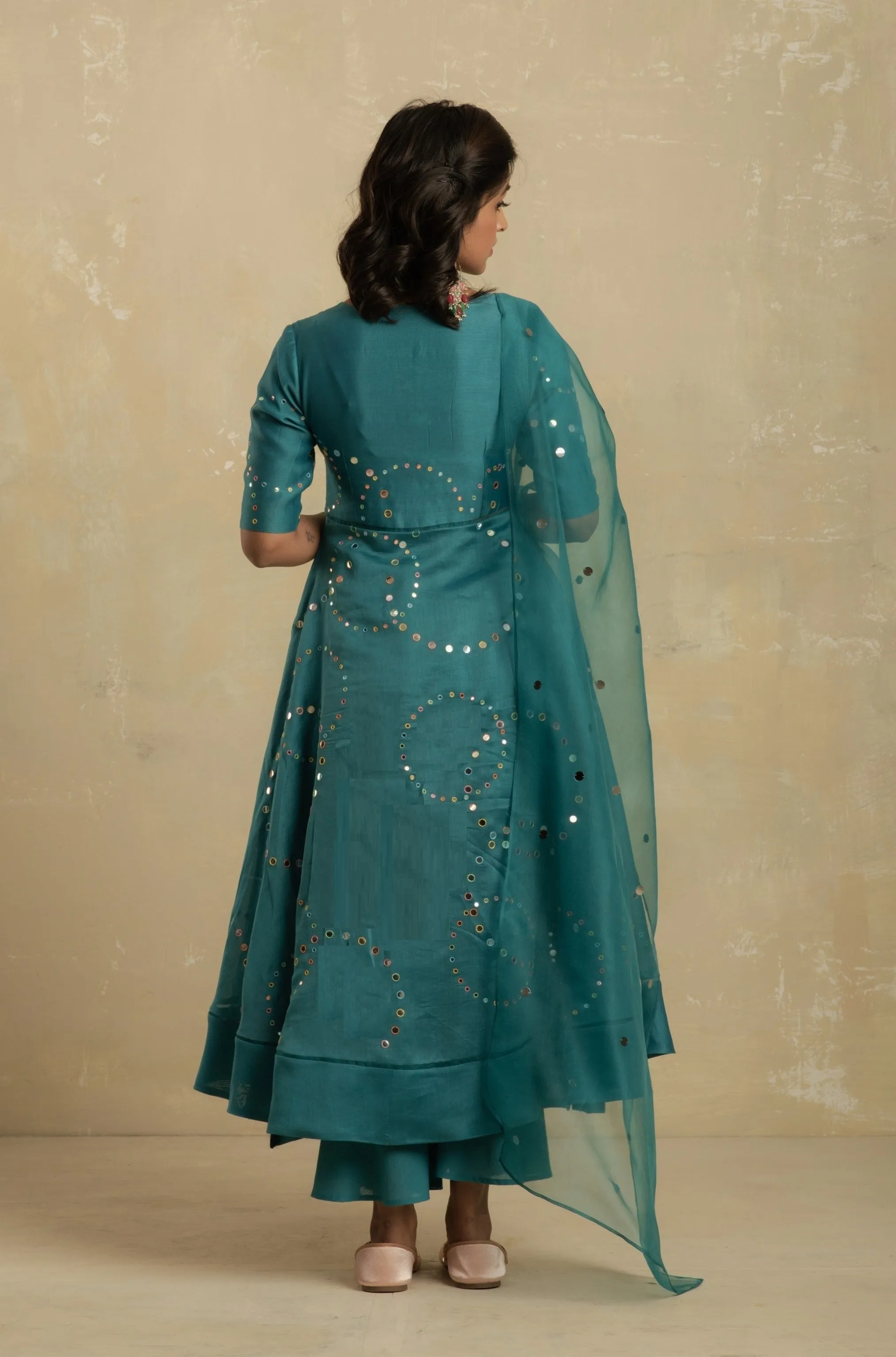 Turquoise Flared Anarkali - Set of 3 | Size M, L, 2XL  | RTS