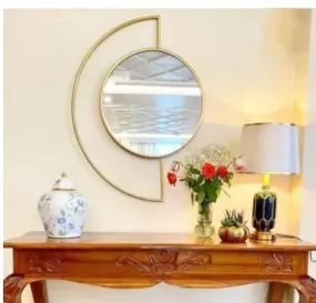 Urban Craft Round Retro Vintage Mirror, Wall Mounted Decorative Round Mirror for Living Room, Bedroom, Bathroom, Dining Room, Entryway, Hallway