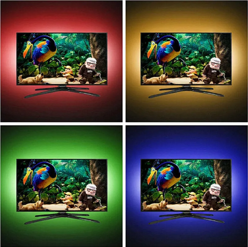 USB LED Strip Light TV Backlight 5050 RGB, 2x50cm   2x100cm, Color Changing with 24/44 Key Remote Control