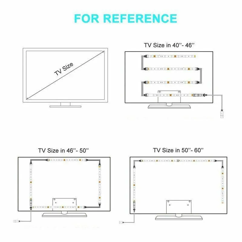 USB LED Strip Light TV Backlight 5050 RGB, 2x50cm   2x100cm, Color Changing with 24/44 Key Remote Control