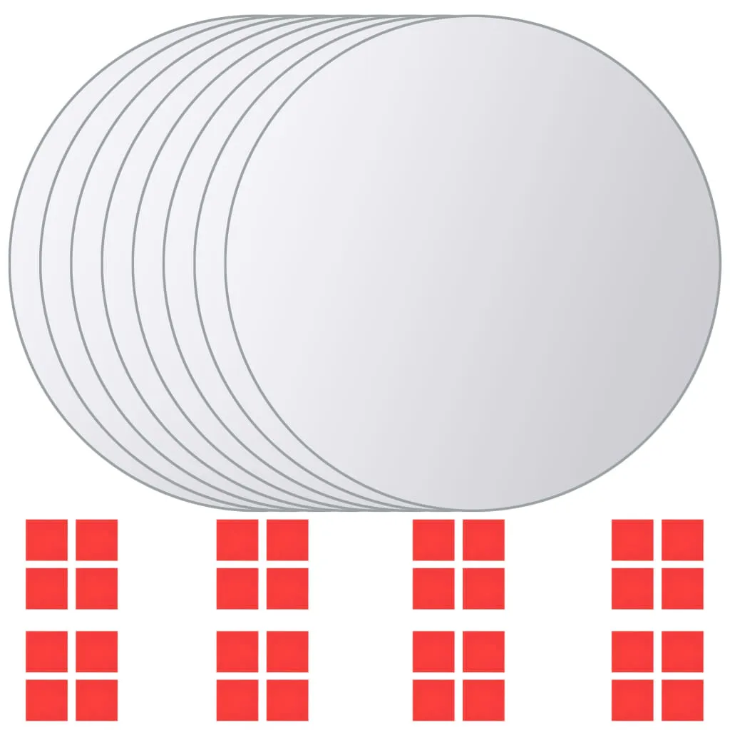 vidaXL 16 pcs Mirror Tiles Round Glass