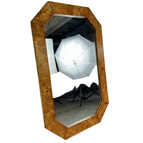 Vintage Italian Burled Wood Octagonal Wall Mirror