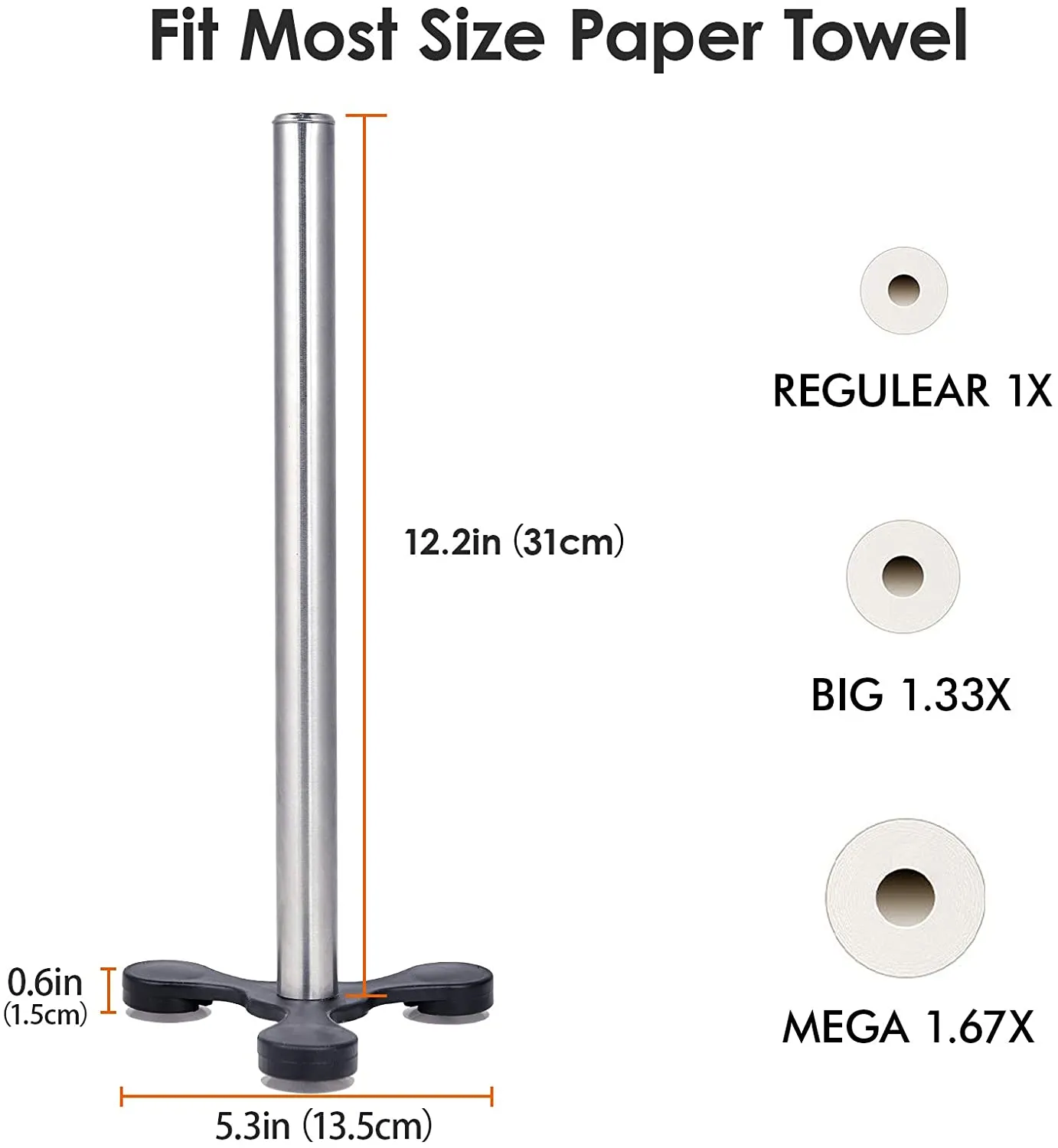 Wall Mounted SS Paper Roll Holder,Simple Stand Paper Towel Rack,2 Pack