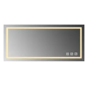 Waterpar® 118 in. W x 36 in. H Rectangular Frameless Wall Bathroom Vanity Mirror with Backlit and Front Light